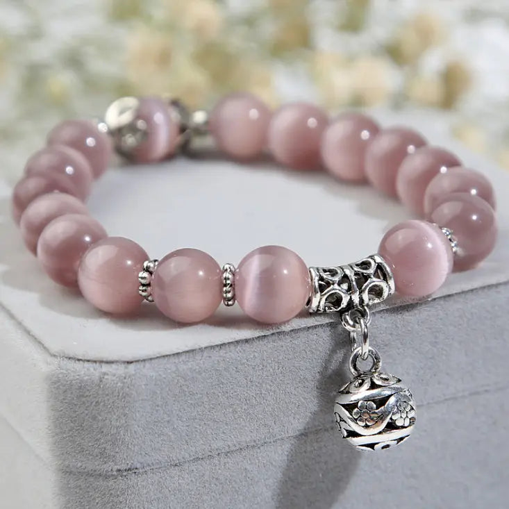 Natural Beaded Bracelets with Silver-tone Charm Sashays Jewelry