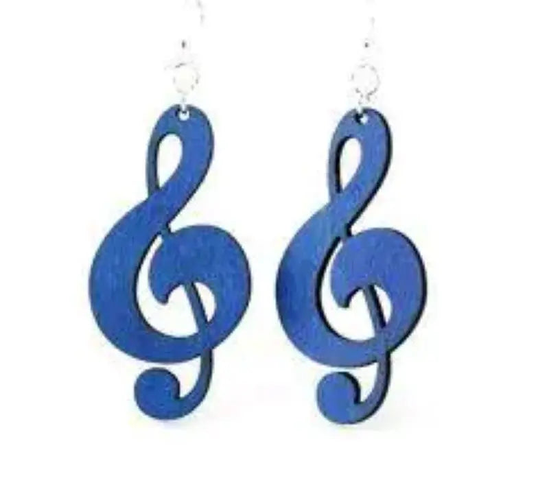 Exquisite Treble Clef Wooden Earrings Red Sunflower