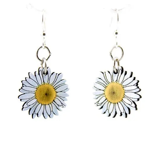 Laser-cut Wooden Daisy Blossom Earrings Sashays Jewelry