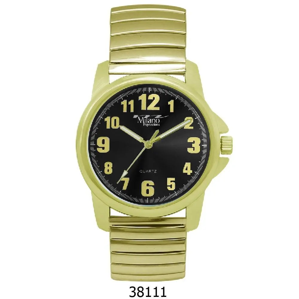 M Milano Expressions Gold Analog Watch With Black Dial and Flex Band Sashays Jewelry