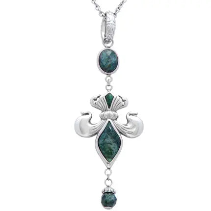 New Dawn - Green Marble with fleur-de-lis Necklace Sashays Jewelry