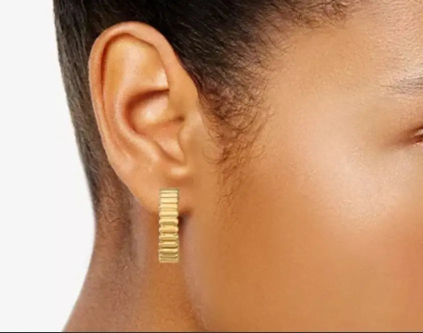 Gold Tone Fluted Clip-On Hoop Earrings by Napier Sashays Jewelry