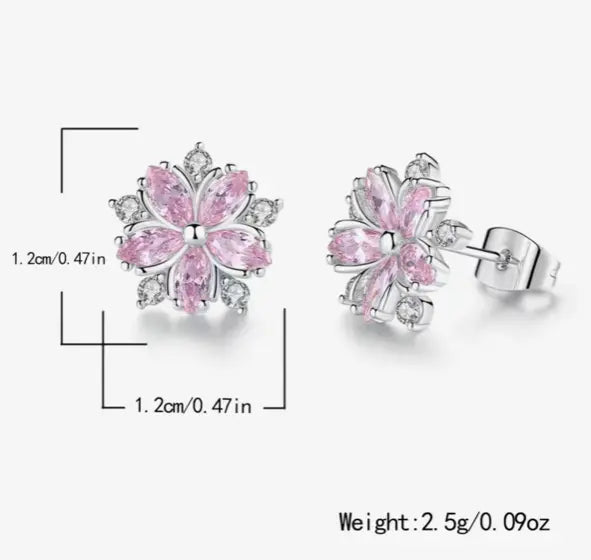 Delicate Rhinestone Cherry Blossom Earrings Sashays Jewelry