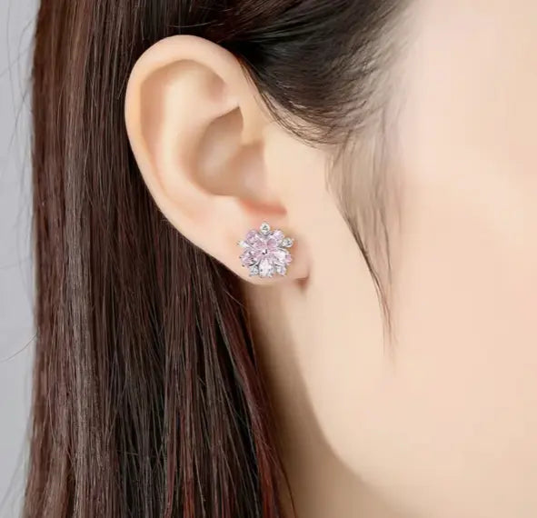 Delicate Rhinestone Cherry Blossom Earrings Sashays Jewelry