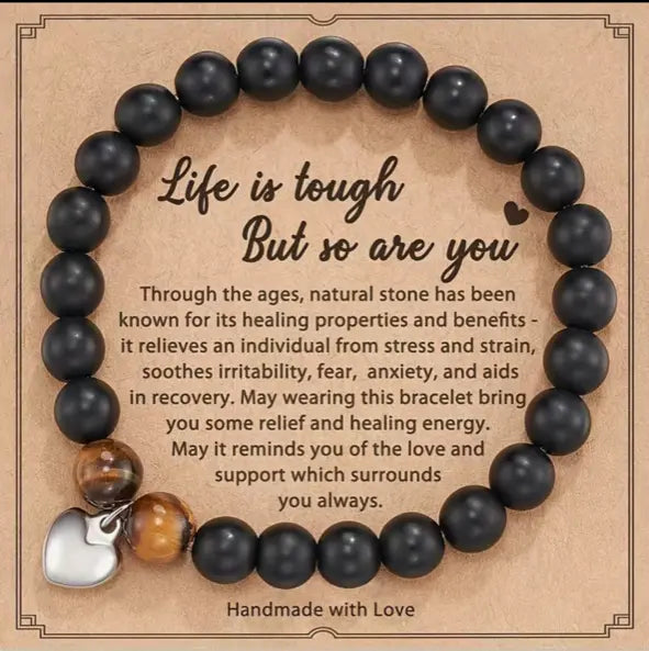 Inspirational Beaded Bracelet with Message Card: Life is tough But so are you Sashays Jewelry