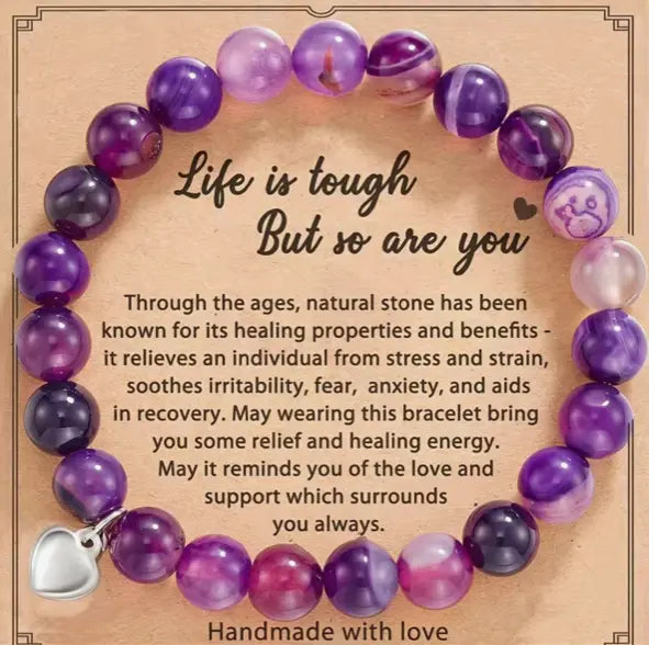 Inspirational Beaded Bracelet with Message Card: Life is tough But so are you Sashays Jewelry