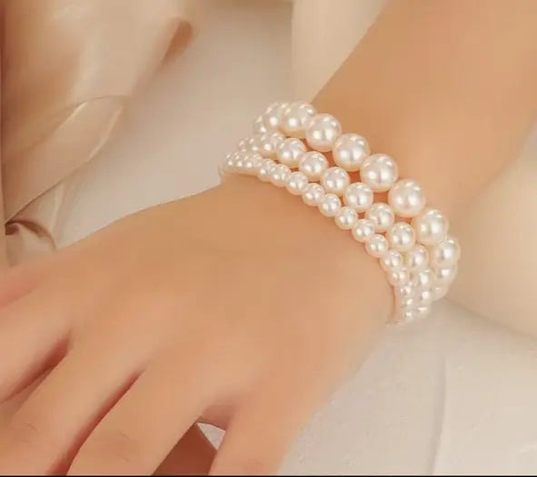 Lovely Beaded Faux Pearl 3 Piece Bracelet Set Sashays Jewelry