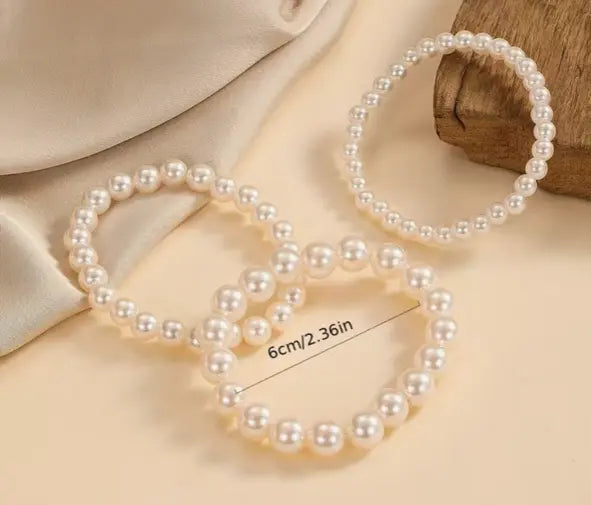 Lovely Beaded Faux Pearl 3 Piece Bracelet Set Sashays Jewelry