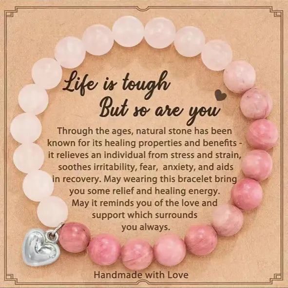Inspirational Beaded Bracelet with Message Card: Life is tough But so are you Sashays Jewelry