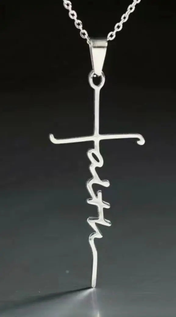 2 FLASH SALE!  Stainless Steel FAITH Cross Pendant Necklace with 18 inch Chain Sashays Jewelry