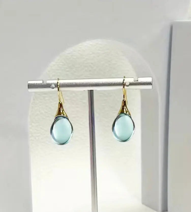 Clear Blue Drop Shape Dangle Earrings Sashays Jewelry