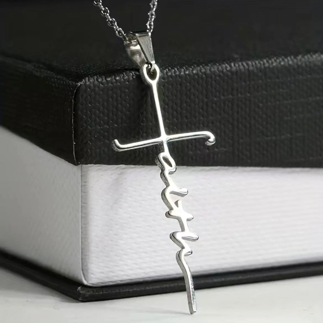2 FLASH SALE!  Stainless Steel FAITH Cross Pendant Necklace with 18 inch Chain Sashays Jewelry