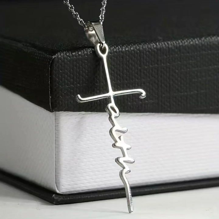 2 FLASH SALE!  Stainless Steel FAITH Cross Pendant Necklace with 18 inch Chain Sashays Jewelry
