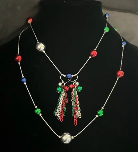 Christmas Ball Necklace and Earring Set Sashays Jewelry
