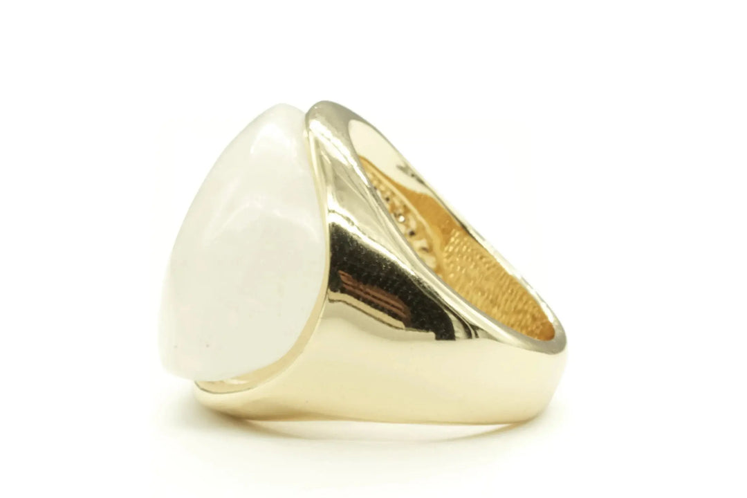 Large Oval Genuine White Stone Ring Sashays Jewelry