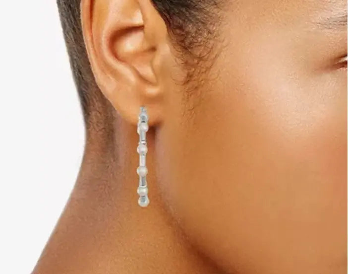 Silver Tone Simulated Pearl Double-Row Hoop Earrings by Napier Sashays Jewelry