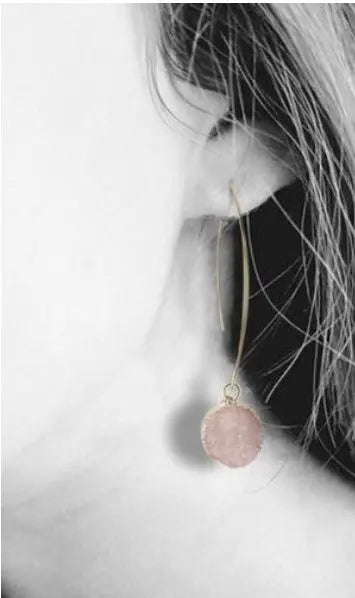 Gorgeous Gold Plated Fashion Resin Stone Earrings Druzy 4 colors Sashays Jewelry