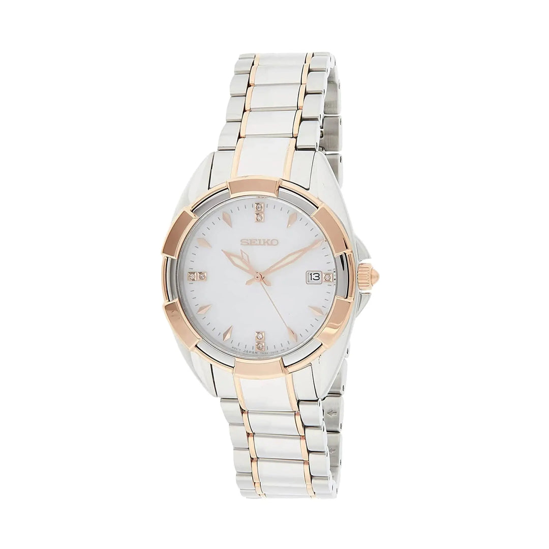 Seiko SKK888 Two Tone Diamond Accent Mother of Pearl Dial Women's Rose Quartz