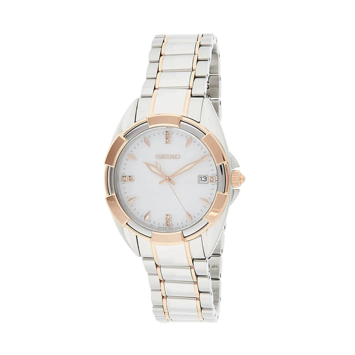 Seiko SKK888 Two Tone Diamond Accent Mother of Pearl Dial Women's Rose Quartz