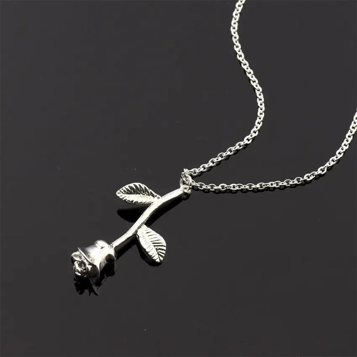 Stainless Steel Chain Gold Rose Flower Charm - Sashays Jewelry