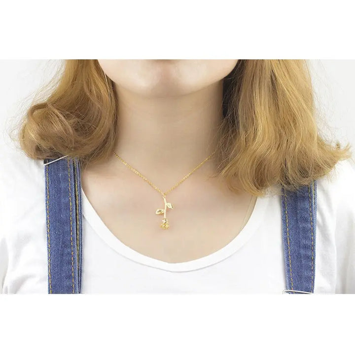 Stainless Steel Chain Gold Rose Flower Charm - Sashays Jewelry