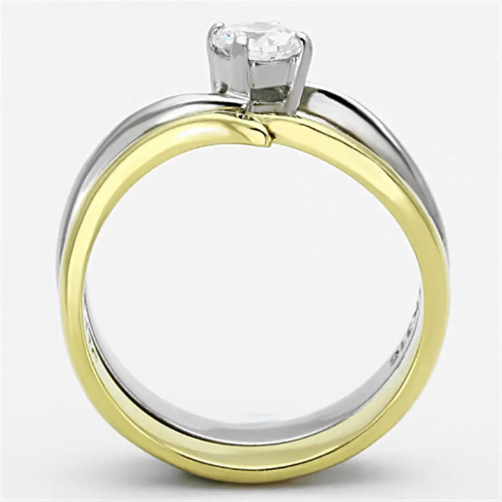 Two-Tone Gold Ion Plated Stainless Steel Ring - Sashays Jewelry