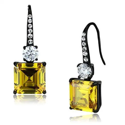 Black Stainless Steel Topaz and Cubic Zirconia Earrings - Sashays Jewelry