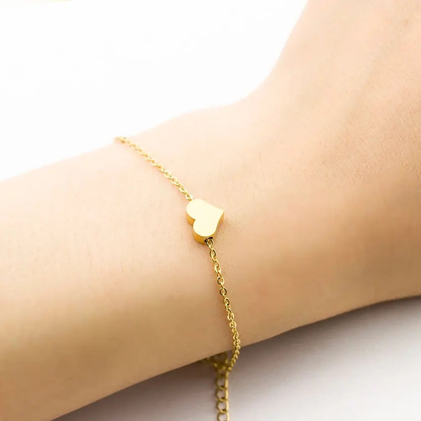 Gold-tone Tiny Love Heart Bracelet Sashays Jewelry