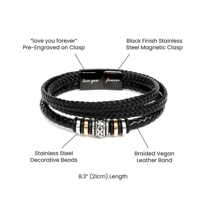 Men's Engraved "Love you forever" Multi-Layered Bracelet with Message Card Sashays Jewelry