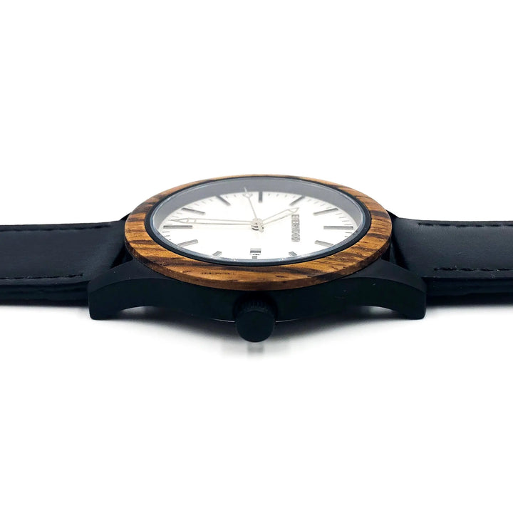 Everwood Walnut & Black Leather Watch - Sashays Jewelry