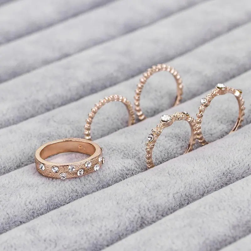Elegant Harmony Five Piece Rose Gold Ring Set Sashays Jewelry