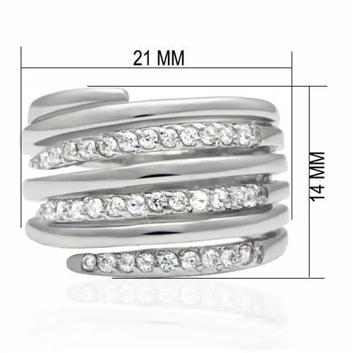 Rhodium Plated Multi Layer Brass Ring with AAA Grade CZ Sashays Jewelry