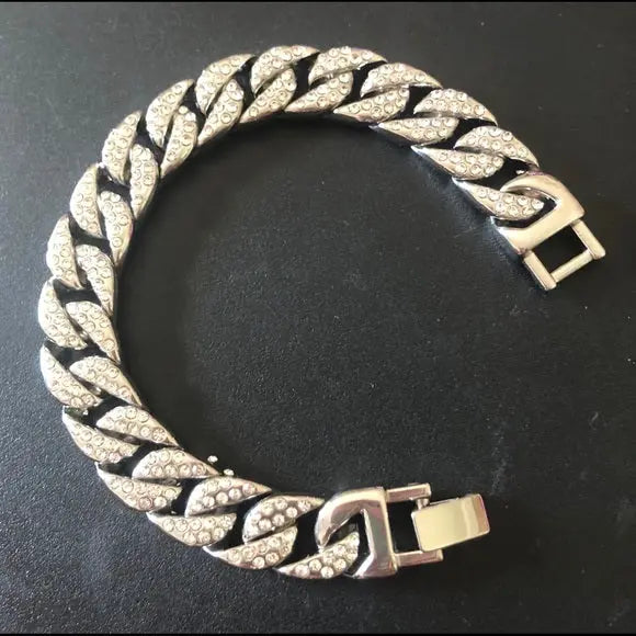 14mm Silver Plated Pave Rhinestone Bracelet Sashays Jewelry