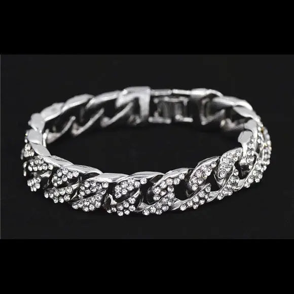 14mm Silver Plated Pave Rhinestone Bracelet Sashays Jewelry