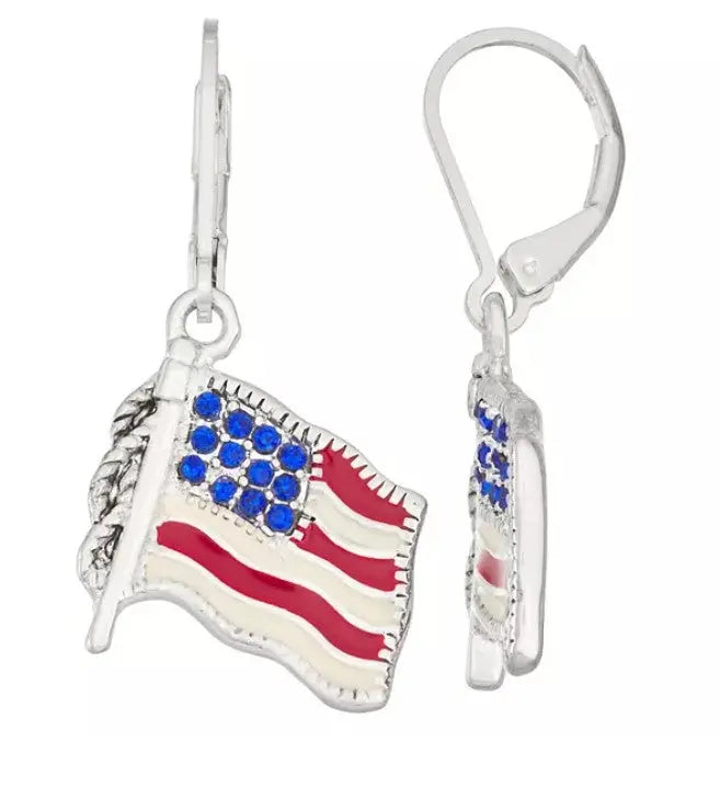 American Flag Drop Earrings by Napier Sashays Jewelry