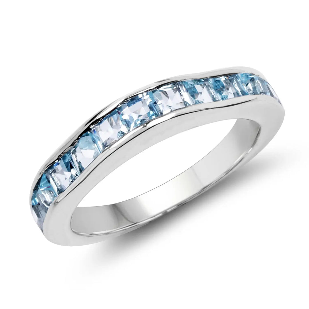 Beautiful Blue Topaz Sterling Silver Band Ring Sashays Jewelry