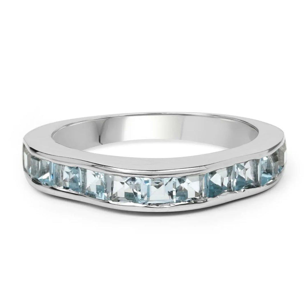 Beautiful Blue Topaz Sterling Silver Band Ring Sashays Jewelry