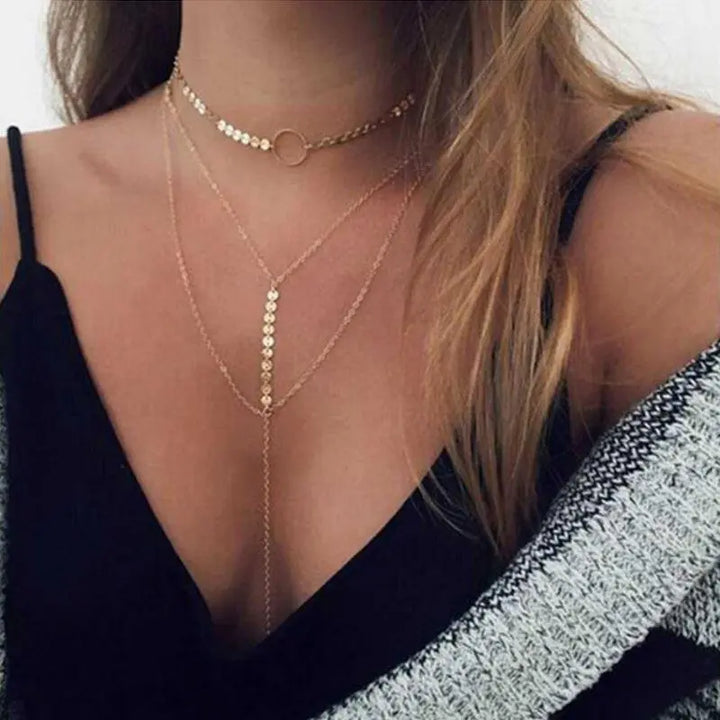 Three Layer Lariat Choker Necklace Sashays Jewelry