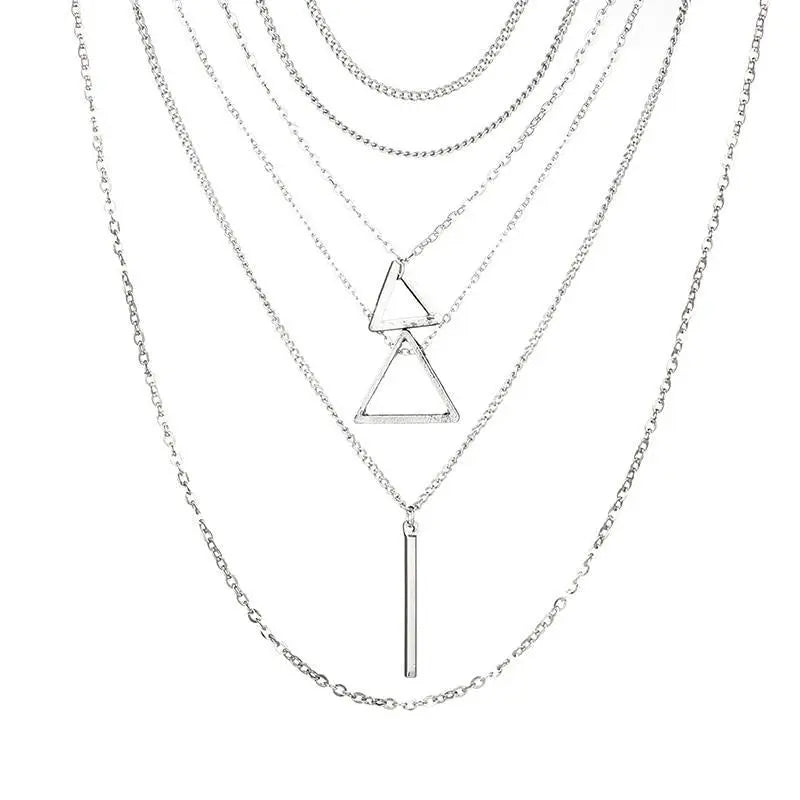 Double Triangle Multilayer Necklace Sashays Jewelry