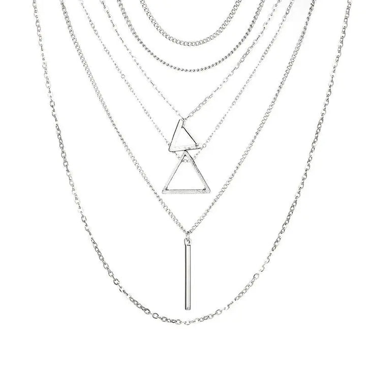 Double Triangle Multilayer Necklace Sashays Jewelry