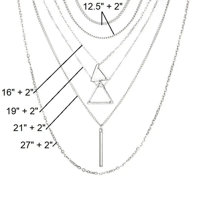 Double Triangle Multilayer Necklace Sashays Jewelry