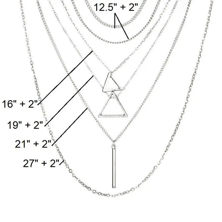 Double Triangle Multilayer Necklace Sashays Jewelry