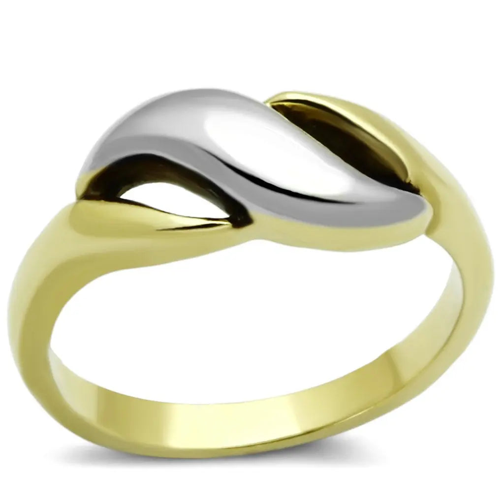 Stunning Two-Tone Gold Ion Plated Stainless Steel Ring - Sashays Jewelry