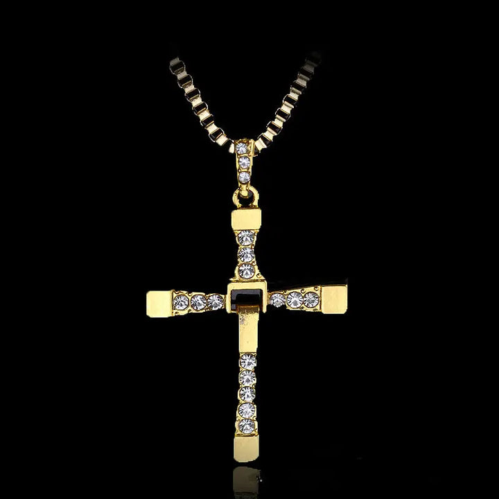 Fast and The Furious Dominic Toretto Rhinestone Pendant Cross Necklace Sashays Jewelry