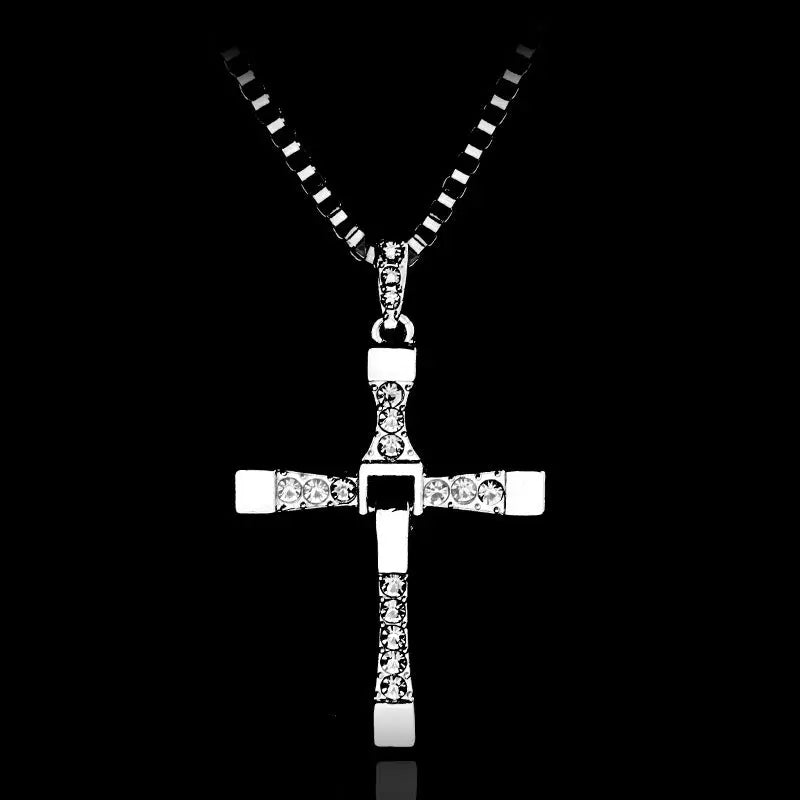 Fast and The Furious Dominic Toretto Rhinestone Pendant Cross Necklace Sashays Jewelry