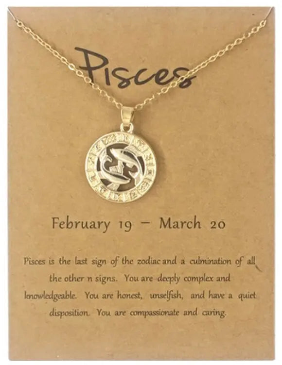 Gorgeous Gold Plated Zodiac Astrological Sign Pendants with Delicate 18" Chain Sashays Jewelry