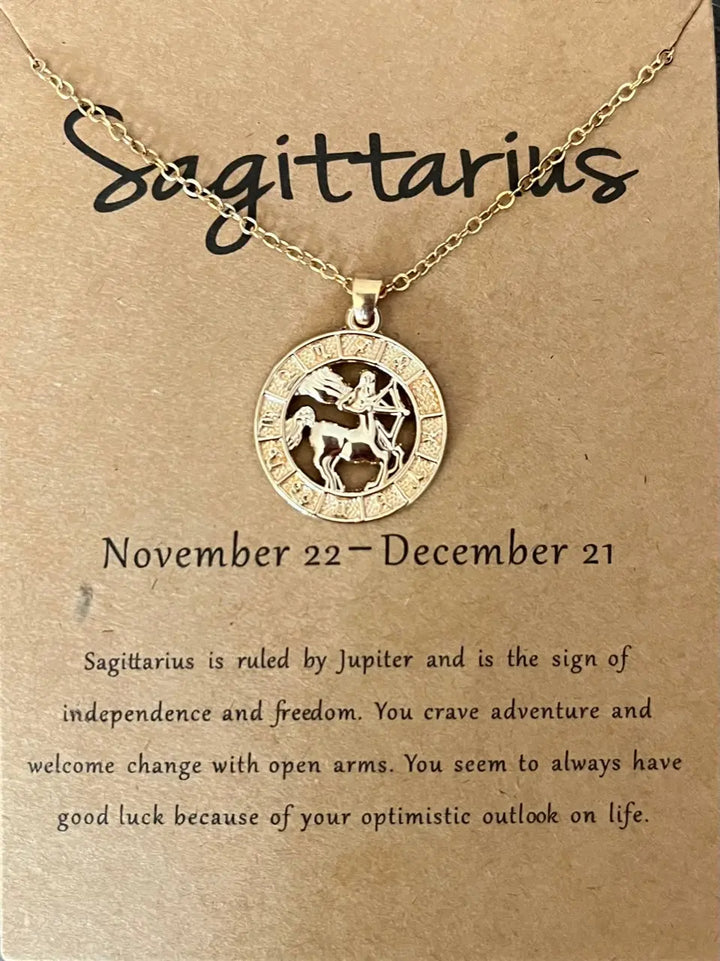 Gorgeous Gold Plated Zodiac Astrological Sign Pendants with Delicate 18" Chain Sashays Jewelry