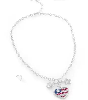 Beautiful American Flag, Star, and Anchor Earrings with Necklace Set by Napier Sashays Jewelry