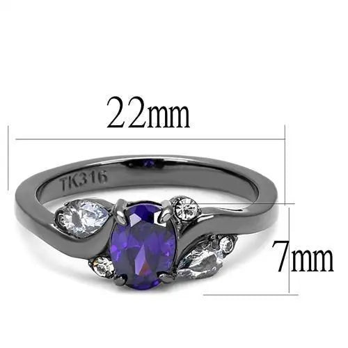 Light Black Stainless Steel Ring with AAA Grade CZ - Sashays Jewelry