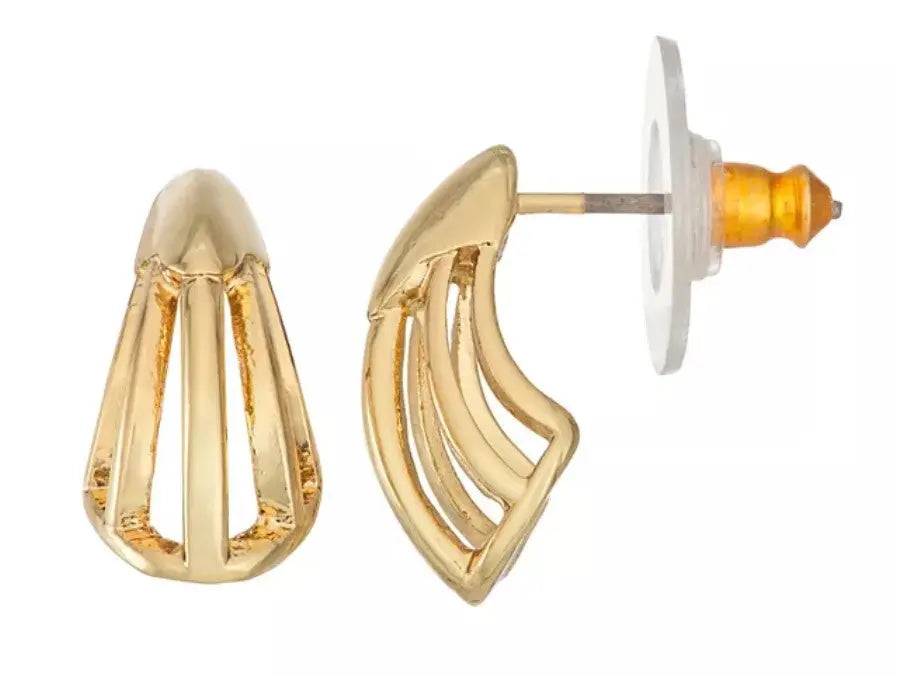 Gold Tone Golden Age Curved Stud Earrings by Napier Sashays Jewelry